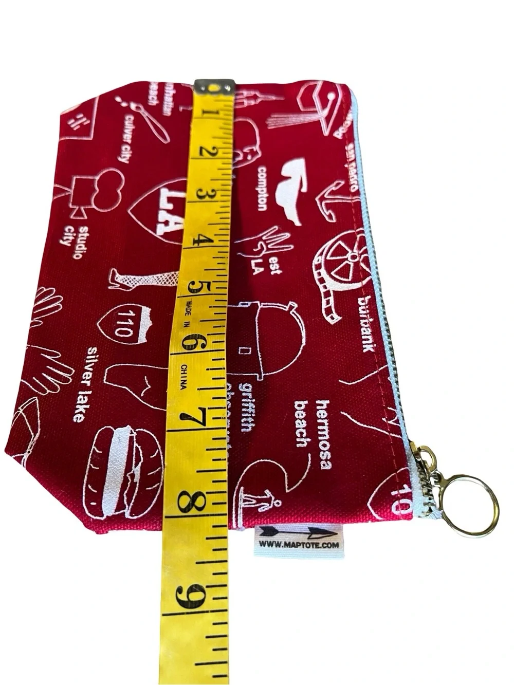 MAPTOTE Los Angeles LA California Red Canvas Zipped Pouch Made in USA Fun Gift